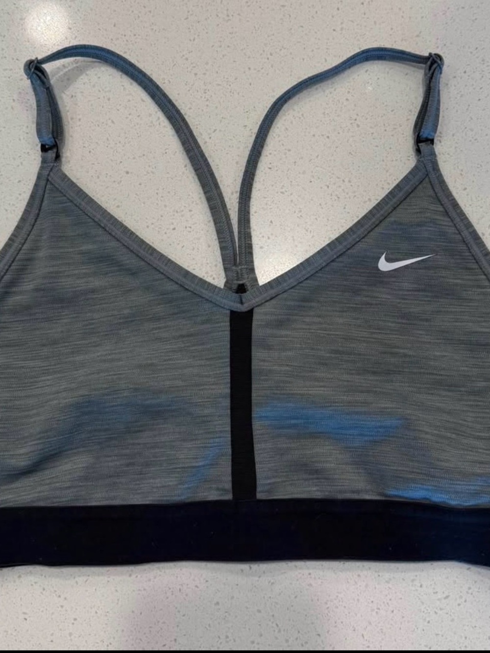 Nike Grey Heather Bralette with Black Center Stripe